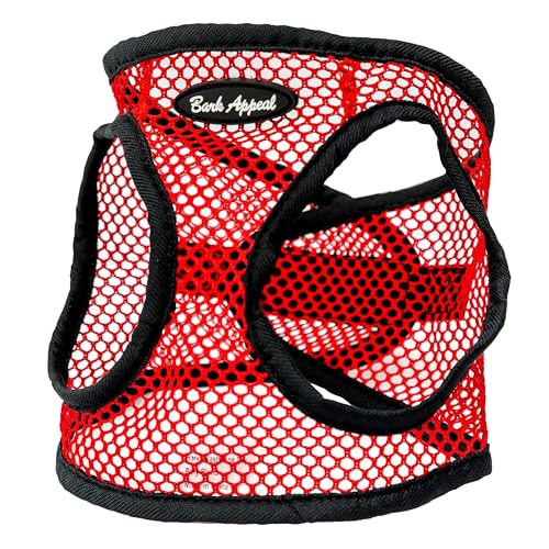 Bark Appeal Step-in Hundegeschirr, Mesh Step in Hundeweste Geschirr für Kleine & Mittlere Hunde, Nicht Ersticken mit Verstellbarer Schwerlastschnalle für Sicheren, Sicheren Sitz - (XL, Rot Netz) von Bark Appeal