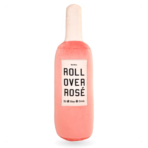 Bark Bros,Rose Wine Bottle Hundespielzeug,Plüsch Quietschendes lustiges Hundespielzeug,Rose Hundespielzeug,Alkohol Hundespielzeug,Welpen Geschenke,Junge Mädchen Hundespielzeug (klein/mittel) von Bark Bros