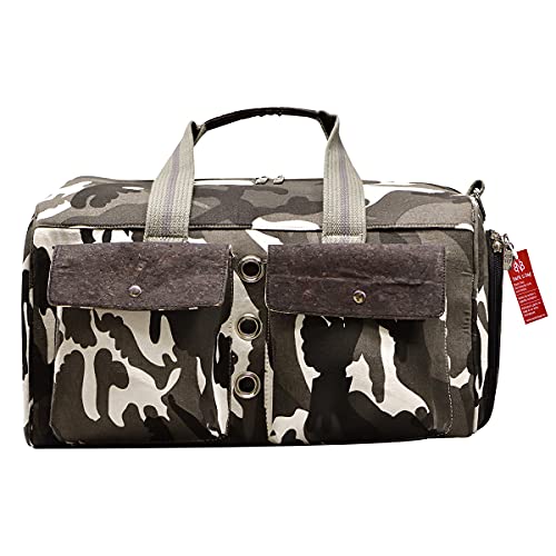 Bark N Bag Strapazierfähige Camo-Print Baumwolle Canvas Weiche Seiten Haustier Tragetasche Reisetasche mit Zwei Vordertaschen und Verstellbarem Schultergurt Geeignet für Hunde und Katzen (Medium) von Bark-n-Bag