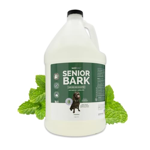 Bark2Basics Senior Bark Hunde-Shampoo | 3,8 Liter, fachmännisch für ältere Hunde hergestellt, angereichert mit Menthol und Aloe Vera, sorgt für beruhigende Muskeln und Gelenke, Follikel stimulierend von Bark2Basics