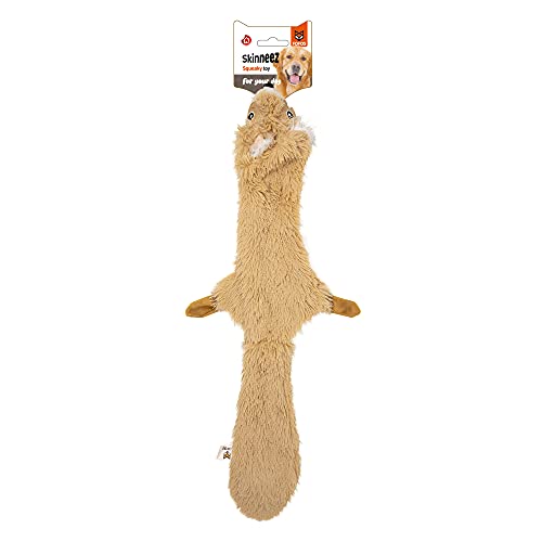 Barkbutler x FOFOS Hundespielzeug Skinneez Eichhörnchen Quietschendes Hundespielzeug Braun | für kleine, große Hunde (5-30kg) | Füllloses langes Hundespielzeug | Zerrspielzeug mit 2 Quietschern | von BarkButler