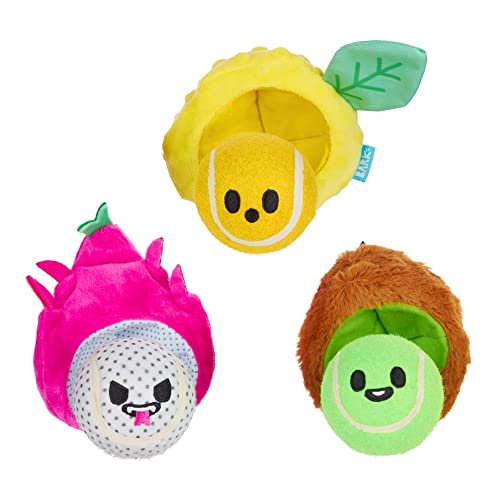 Barkbox Fruity Cutie Tropical Trio Hundespielzeug,Quietschball Spielzeug,Interaktive Tennisbälle zum Apportieren, Training & Bewegung, mittelgroße und große Hunde,Klein von Barkbox