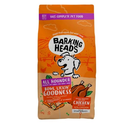 Barking Heads Bowl Lickin' Chicken Trockenfutter für Hunde, 100% Natürliches Hundetrockenfutter mit Hühnerfleisch, Natürliche Tiernahrung für Ausgewachsene Hunde Aller Rassen, 12 kg von Barking Heads