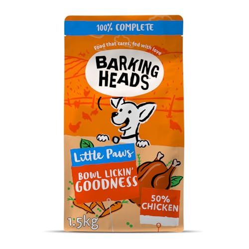 Barking Heads Bowl Lickin' Chicken Trockenfutter für Hunde, 100% Natürliches Hundetrockenfutter mit Hühnerfleisch, Natürliche Tiernahrung für Kleine Ausgewachsene Hunde Rassen, 1,5 kg von Barking Heads