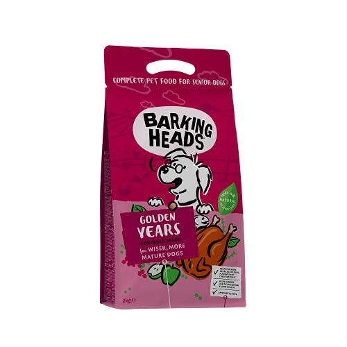 Barking Heads Hunde Trockenfutter for Senior Dogs - Golden Years - 100% natürliche Free-Run Huhn und Fisch ohne künstliche Aromen, optimale Protein- und Fettwerte für Ältere Hunde, 2 kg von Barking Heads