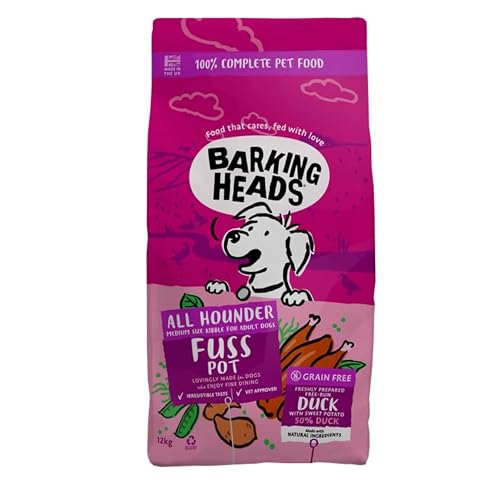 Barking Heads Hundefutter Trocken Getreidefrei - Ente Gut Alles Gut - 100% Natürlich, Ente Hypoallergen, ohne künstliche Geschmacksverstärker,12kg von Barking Heads