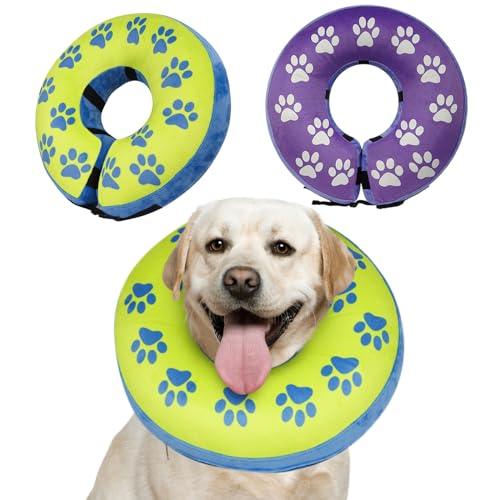 Aufblasbarer Hundekegel, weicher Kegel für kleine, mittelgroße und große Hunde nach Operationen, niedliches Hunde-Donut-Halsband stoppt Lecken und Berühren von Wunden, schützendes von Barkless