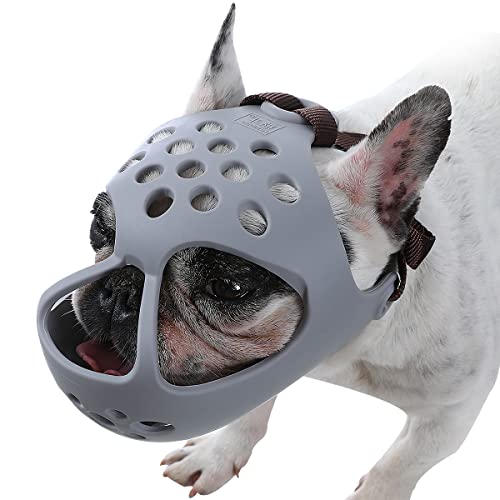 BARKLESS Maulkorb für Kurze Schnauze, weicher Frenchie-Maulkorb zum Beißen, Kauen, Lecken für Französische Bulldoggen, Boston Terrier, ideal für Flache und Aggressive Hunde, Fellpflege, von Barkless