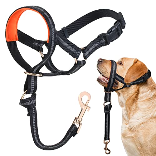 Hundehalsband, No Pull Hundehalfter mit weicher Polsterung, langlebiges, stoppt schweres Ziehen und einfache Kontrolle auf Spaziergängen, inklusive gratis Trainingsanleitung von Barkless