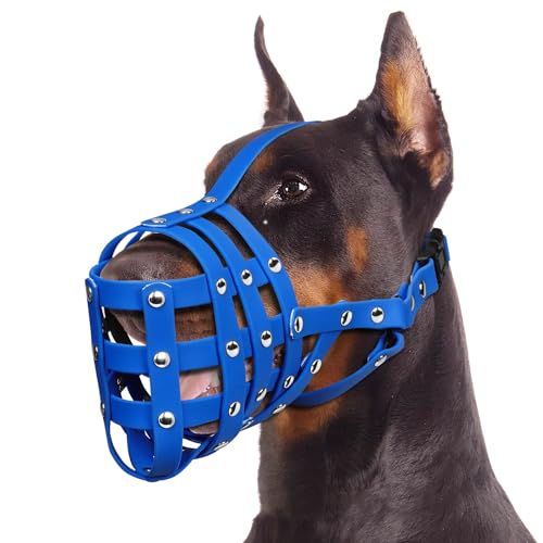 Maulkorb für Hunde, weicher PVC-Korbmaulkorb für mittelgroße und große Hunde mit langer Schnauze, atmungsaktiver Maulkorb gegen Beißen, Schnitzen und Lecken, für Dobermann, Deutscher Schäferhund, von Barkless