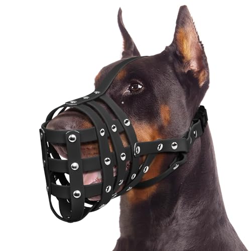 BARKLESS Hundemaulkorb, weicher PVC-Korbmaulkorb für mittelgroße und große Hunde mit langer Schnauze, atmungsaktiver Maulkorb gegen Beißen, Schnitzen für Dobermann, Deutscher Schäferhund, aggressive von Barkless