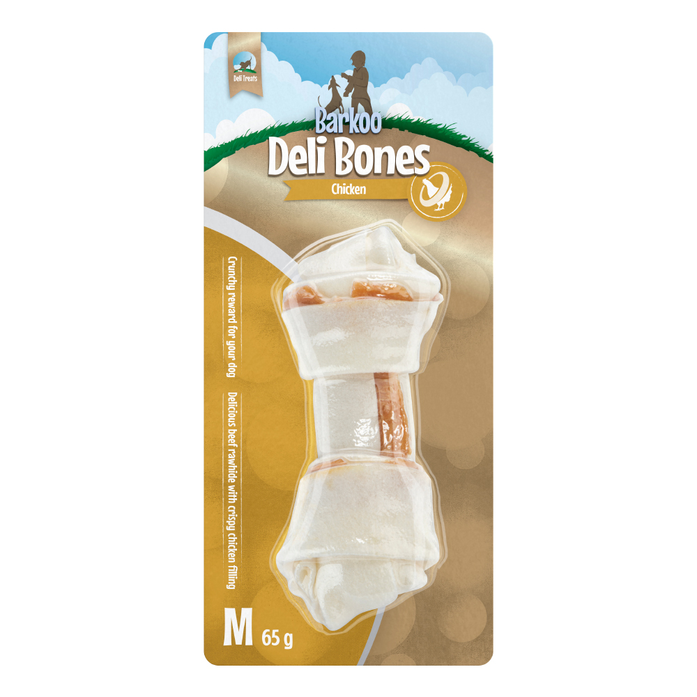 Sparpaket Barkoo Deli Bones Chicken geknotet - 6 x 14 cm (390 g) Größe M von Barkoo