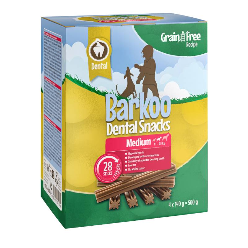 Sparpaket Barkoo Dental Snacks - GETREIDEFREIE Rezeptur - für mittelgroße Hunde 28 Stück (560 g) von Barkoo