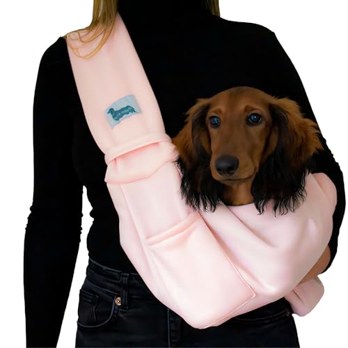 Haustier-Tragetasche für kleine Hunde und Katzen, Tragetuch mit Sicherheitsschnalle, Knöpfen und Vordertasche, weiches, langlebiges Design, Hundetragetaschen für kleine Hunde 0-5,4 kg, Hundetasche von Barks & Mulligans