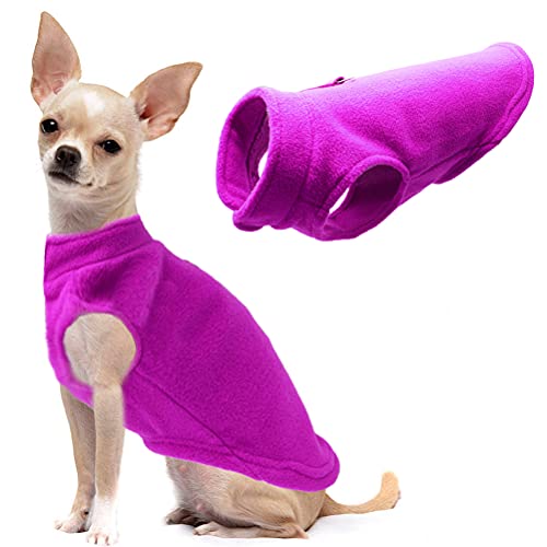 Hunde Fleece Weste Weiche Winterjacke Pullover mit D-Ring Leine Kaltes Wetter Mantel Hoodie für Kleine Mittel Große Hunde Lila Groß von Barleygoo