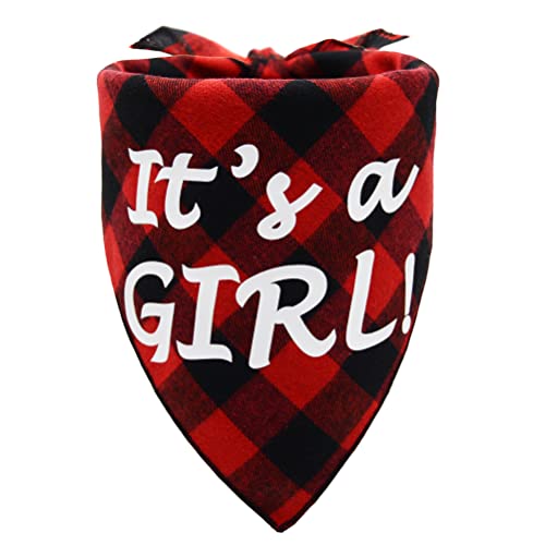 It's a Boy or It's a Girl Dog Bandana Schwangerschaft Ankündigung Hund Bandana Baby Ankündigung Dreieck Haustier Schal Schals Geschlecht offenbart Foto Requisite Plaid Rot von Barleygoo