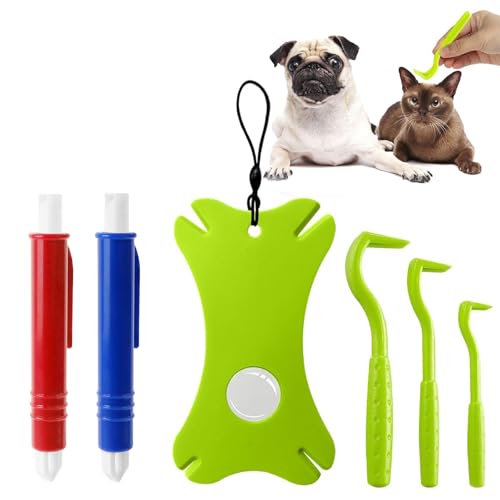 Barlone Zeckenzange 6er Set mit Etui, Zeckenzange für Hunde Katze Kinder, Zeckenkarte, 3er Set Zeckenhaken und 2er Set Zeckenpinzetten, Einfacher und Sicherer Zeckenentferner für Haustier und Menschen von Barlone