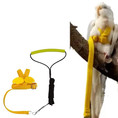 Pet Papagei Bird Harness Leash Adjustable Bird Flying Harness Traction Rope with Cute Wing for Parrots Pigeons Wellensittich Lovebird Nymphensittich Mynah Outdoor Training Toy (S, Yellow) von Barn Eleven