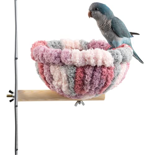 Vogelkäfigständer mit warmem Nest, Sitzstange aus Naturholz, Spielzeug für kleine Papageien, Sittiche, Sittiche, Nymphensittiche (Rosa) von Barn Eleven