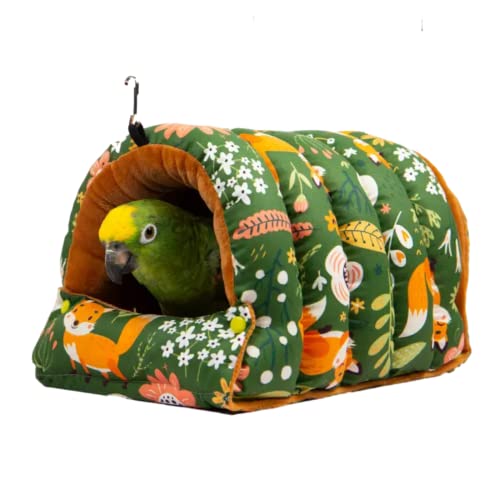 Warmes Vogelnest für den Winter, hängende Hängematte, Vögel, Schlafbett, Papageienversteck Bett, waschbar, für Papageien, Sittiche, Nymphensittiche, Wellensittiche, Unzertrennliche (XL, Waldgrün) von Barn Eleven