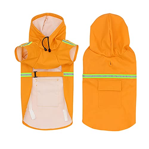 BaronHong Regenmantel für Hunde, verstellbar, wasserdicht, leicht, Regenjacke, Poncho, Hoodies mit reflektierendem Streifen, für kleine bis 5X-Large (Orange, 5XL) von BaronHong