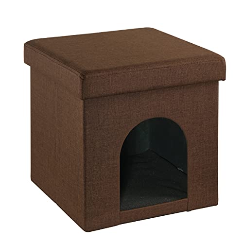 Baroni Home Hundebett, Katzenbett, faltbar, für Hunde und Katzen, Farbe: Braun, Maße: 38 x 38 x 38 cm von Baroni Home