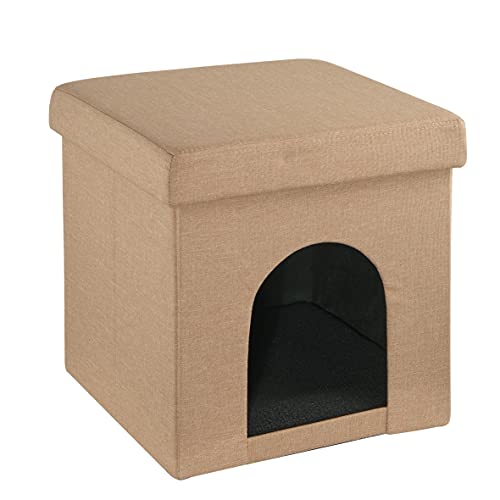 Baroni Home Hundebett, Katzenbett, faltbar, für Hunde und Katzen, Farbe: Taupe, Maße: 38 x 38 x 38 cm von Baroni Home