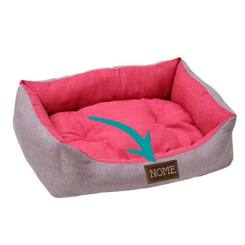 Baroni Home Hundebett PERSONALISIERBAR aus Stoff, Größe M, weiches Hundematte für Hunde und Katzen, bequem, für Schlafzimmer Wohnzimmer Flur, waschbar (60x70 cm, Grau und Bordeaux) von Baroni Home