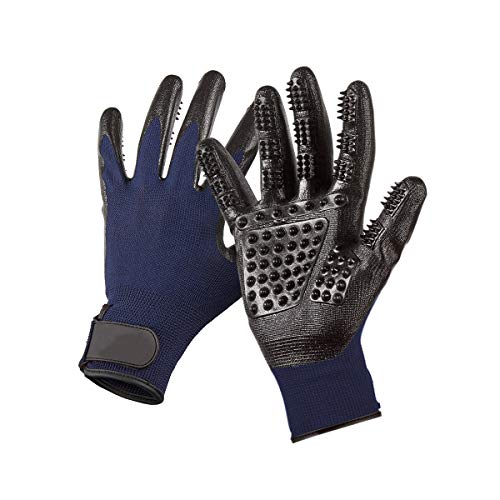 Barrageon Haustier Fellpflege-Handschuhe Massagehandschuhe Enthaarungshandschuhe Verstellbares Handgelenkband Bürste Katzen Hunde Pferde 1PCS (Blau) von Barrageon