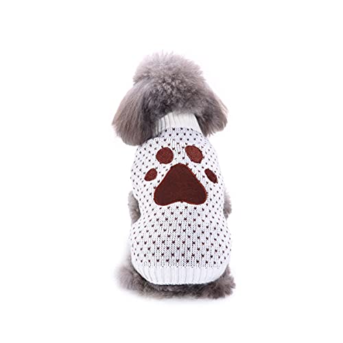 Barrageon Haustier Winter Warme Strickwaren Weste Hunde Pullover Welpe Mantel Jacke Overall Katze Kleidung Weiche Klein Mittel (Beige-2XL) von Barrageon