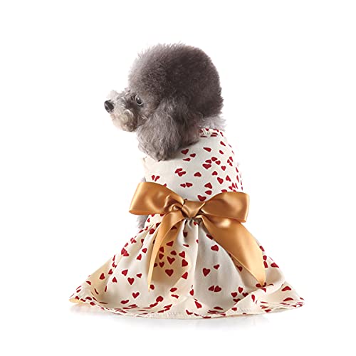 Barrageon Hunde Kleid Süß Prinzessin Bowknot Haustier Rock Kleidung Welpe Katze Für Kleine Hundekatze Mittelgroße Sommerkleidung (Beige-L) von Barrageon