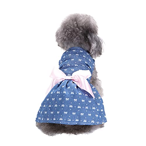 Barrageon Hunde Kleid Süß Prinzessin Bowknot Haustier Rock Kleidung Welpe Katze Für Kleine Hundekatze Mittelgroße Sommerkleidung (Blau-S) von Barrageon