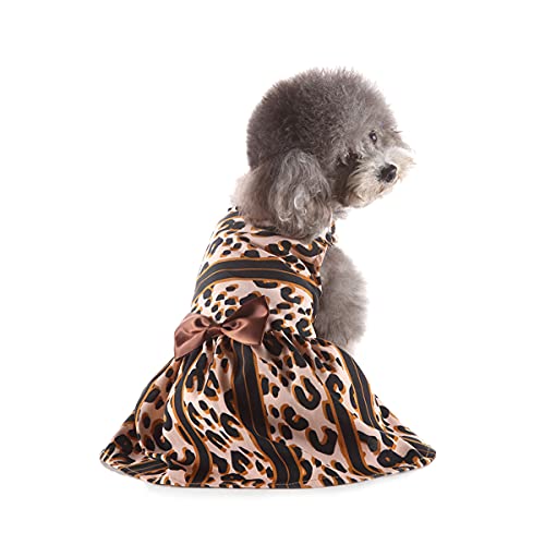 Barrageon Hunde Kleid Süß Prinzessin Bowknot Haustier Rock Kleidung Welpe Katze Für Kleine Hundekatze Mittelgroße Sommerkleidung (Braun-L) von Barrageon