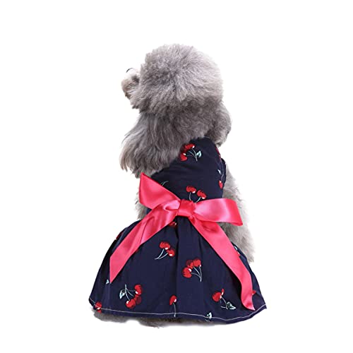 Barrageon Hunde Kleid Süß Prinzessin Bowknot Haustier Rock Kleidung Welpe Katze Für Kleine Hundekatze Mittelgroße Sommerkleidung (Dunkel Blau-M) von Barrageon