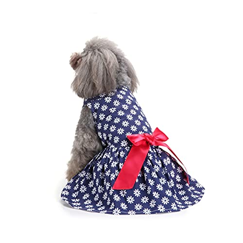 Barrageon Hunde Kleid Süß Prinzessin Bowknot Haustier Rock Kleidung Welpe Katze Für Kleine Hundekatze Mittelgroße Sommerkleidung (Marine Blau-M) von Barrageon