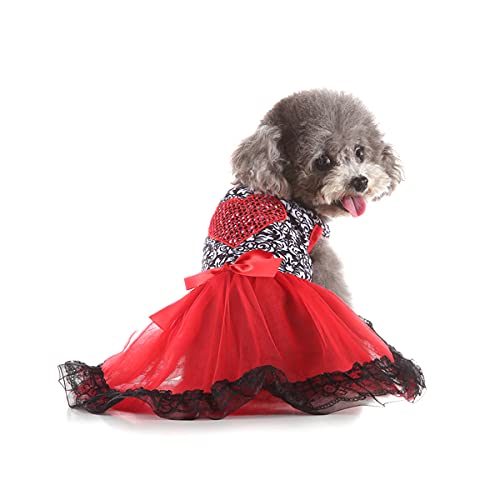 Barrageon Hunde Kleid Süß Prinzessin Bowknot Haustier Rock Kleidung Welpe Katze Für Kleine Hundekatze Mittelgroße Sommerkleidung (Rot-M) von Barrageon