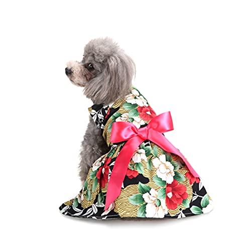 Barrageon Hunde Kleid Süß Prinzessin Bowknot Haustier Rock Kleidung Welpe Katze Für Kleine Hundekatze Mittelgroße Sommerkleidung (Schwarz-L) von Barrageon