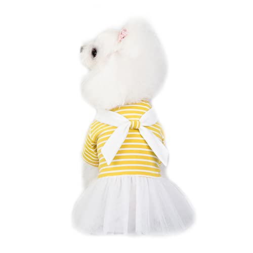 Barrageon Hunde Kleid Süß Prinzessin Rock Kleidung Katze Welpe Für Kleine Mittelgroße Bowknot Haustier Sommerkleidung Hundekatze (Gelb-M) von Barrageon