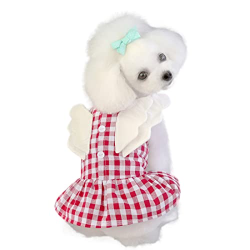 Barrageon Hunde Kleid Süß Prinzessin Rock Kleidung Katze Welpe Für Kleine Mittelgroße Bowknot Sommerkleidung Hundekatze Haustier (Gitter- Rot-L) von Barrageon