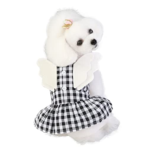 Barrageon Hunde Kleid Süß Prinzessin Rock Kleidung Katze Welpe Für Kleine Mittelgroße Bowknot Sommerkleidung Hundekatze Haustier (Gitter- Schwarz-L) von Barrageon