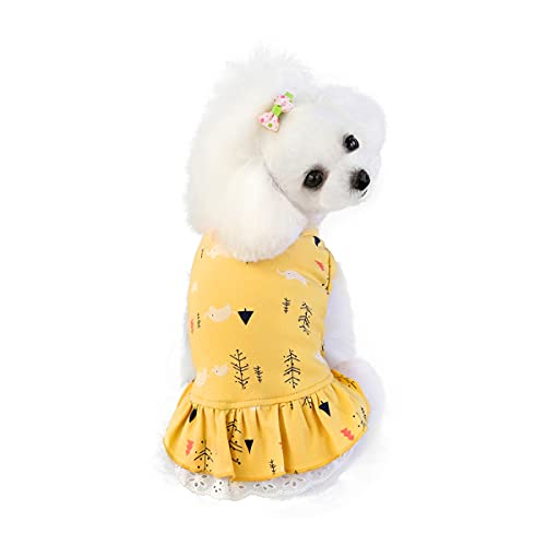 Barrageon Hunde Kleid Süß Prinzessin Rock Kleidung Welpe Katze Für Kleine Haustier Mittelgroße Sommerkleidung Bowknot Hundekatze (Gelb-S) von Barrageon