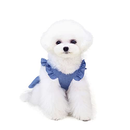 Barrageon Hunde Kleid Süß Prinzessin Rock Kleidung Welpe Katze Für Kleine Haustier Mittelgroße Sommerkleidung Bowknot Hundekatze (Marineblau-L) von Barrageon