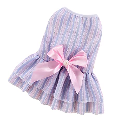 Barrageon Hunde Kleid Süß Prinzessin Rock Kleidung Welpe Katze Für Kleine Haustier Mittelgroße Sommerkleidung Bowknot Hundekatze (Rosa Blau-2XL) von Barrageon