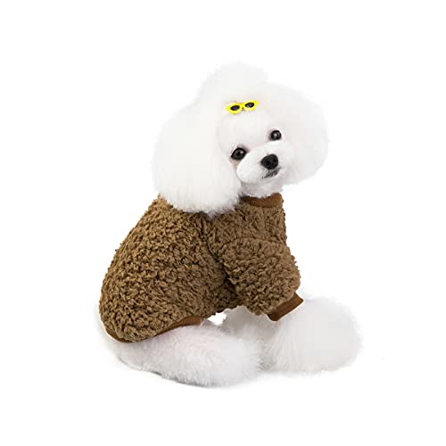 Barrageon Pet Winter Pajamas Dog Puppy Coats Flannel Jumpsuit Warm Small Cute Hoodies Jacket Soft (Brown-2XL) von Barrageon