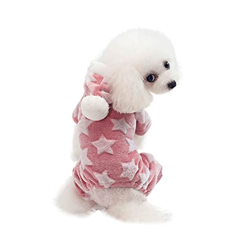 Barrageon Pet Winter Pajamas Dog Puppy Coats Flannel Warm Hoodies Jumpsuit Jacket Soft Small Cute (Pink-2XL) von Barrageon