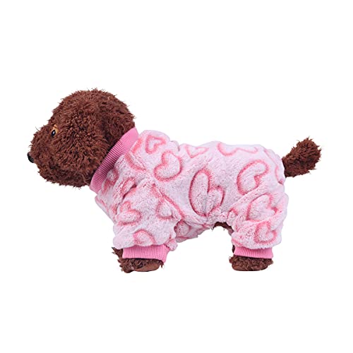 Barrageon Pet Winter Pajamas Dog Puppy Coats Flannel Warm Hoodies Jumpsuit Jacket Soft Small Cute (Pink-L) von Barrageon