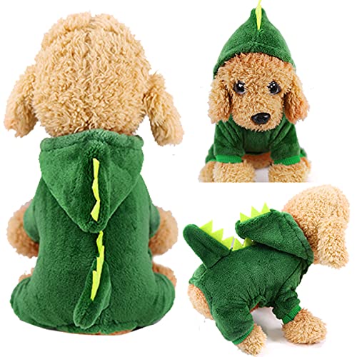 Barrageon Pet Winter Pajamas Dog Puppy Jacket Soft Small Cute Coats Flannel Warm Hoodies Jumpsuit (Dark Green-L) von Barrageon