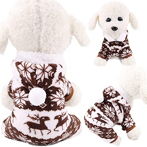 Barrageon Pet Winter Pajamas Dog Puppy Jacket Soft Small Cute Coats Flannel Warm Hoodies Jumpsuit (Khaki-XS) von Barrageon