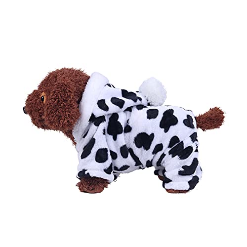 Barrageon Pet Winter Pajamas Dog Puppy Jumpsuit Jacket Soft Small Cute Coats Flannel Warm Hoodies (Black White-L) von PONLEE