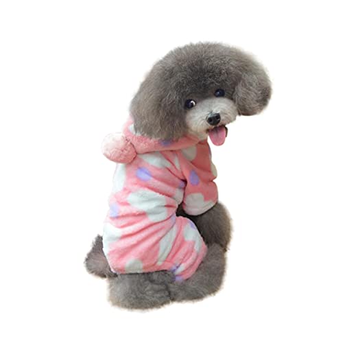 Barrageon Pet Winter Pajamas Dog Puppy Jumpsuit Jacket Soft Small Cute Coats Flannel Warm Hoodies (Pink01-XL) von Barrageon